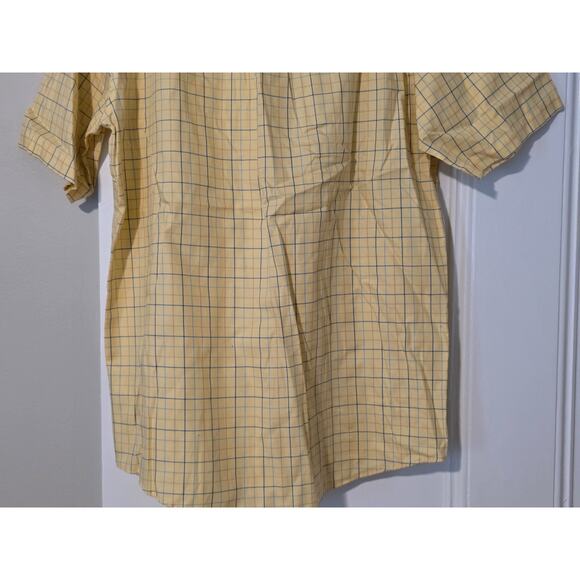 LL Bean Cotton Short Sleeve Button Down Shirt Mens Size M Tall Yellow Striped - Picture 6 of 8